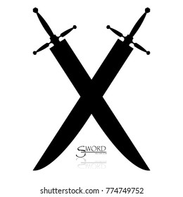 Crossed Swords Vector Collection in White Background, sword isolated on white background , Military sword  ancient weapon design silhouette, European straight swords, vector illustration.
