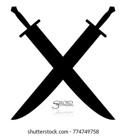 Crossed Swords Vector Collection in White Background, sword isolated on white background , Military sword  ancient weapon design silhouette, European straight swords, vector illustration.