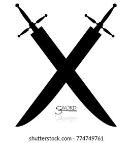 Crossed Swords Vector Collection in White Background, sword isolated on white background , Military sword  ancient weapon design silhouette, European straight swords, vector illustration.