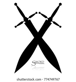 Crossed Swords Vector Collection in White Background, sword isolated on white background , Military sword  ancient weapon design silhouette, European straight swords, vector illustration.