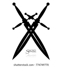 Crossed Swords Vector Collection in White Background, sword isolated on white background , Military sword  ancient weapon design silhouette, European straight swords, vector illustration.