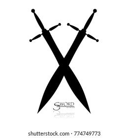 Crossed Swords Vector Collection in White Background, sword isolated on white background , Military sword  ancient weapon design silhouette, European straight swords, vector illustration.