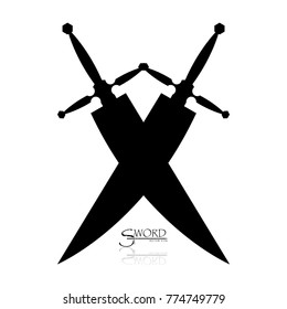 Crossed Swords Vector Collection in White Background, sword isolated on white background , Military sword  ancient weapon design silhouette, European straight swords, vector illustration.