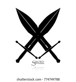 Crossed Swords Vector Collection in White Background, sword isolated on white background , Military sword  ancient weapon design silhouette, European straight swords, vector illustration.