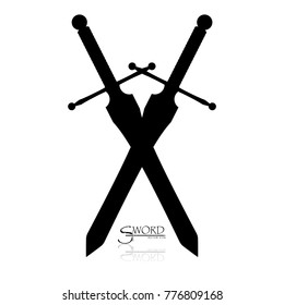 Crossed Swords Vector Collection in White Background, sword isolated on white background , Military sword  ancient weapon design silhouette, European straight swords, vector illustration.