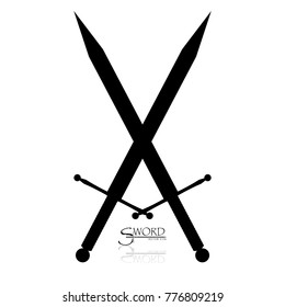 Crossed Swords Vector Collection in White Background, sword isolated on white background , Military sword  ancient weapon design silhouette, European straight swords, vector illustration.