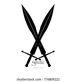 Crossed Swords Vector Collection in White Background, sword isolated on white background , Military sword  ancient weapon design silhouette, European straight swords, vector illustration.