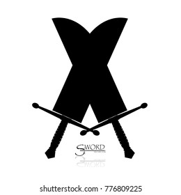 Crossed Swords Vector Collection in White Background, sword isolated on white background , Military sword  ancient weapon design silhouette, European straight swords, vector illustration.
