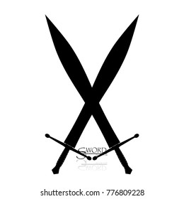 Crossed Swords Vector Collection in White Background, sword isolated on white background , Military sword  ancient weapon design silhouette, European straight swords, vector illustration.