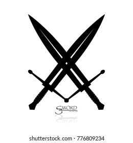 Crossed Swords Vector Collection in White Background, sword isolated on white background , Military sword  ancient weapon design silhouette, European straight swords, vector illustration.