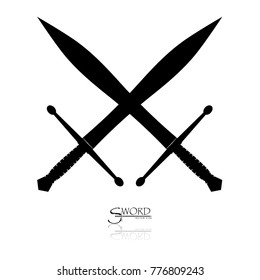 Crossed Swords Vector Collection in White Background, sword isolated on white background , Military sword  ancient weapon design silhouette, European straight swords, vector illustration.