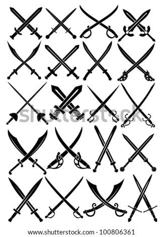 Crossed Swords Vector Collection in White Background