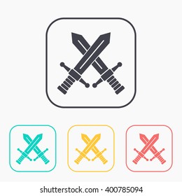 crossed swords vector color icon set 
