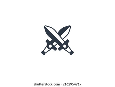 Crossed Swords Vector Isolated Emoticon. Crossed Swords Icon