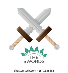 Crossed swords vector logo illustration. Simple and stylish, isolated on white. Suitable for game UI, as achievement, as a logo for security business.