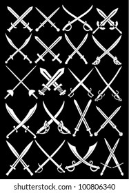 Crossed Swords Vectors Collection in Black Background