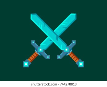 crossed swords video game vector illustration