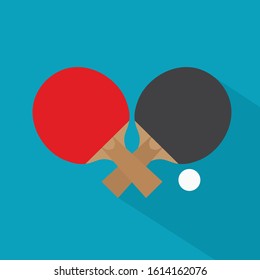 crossed table tennis racket and ball icon- vector illustration