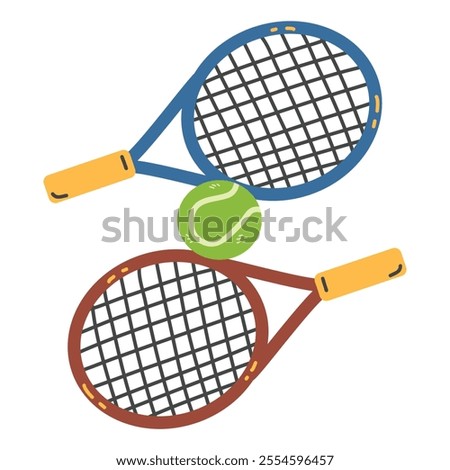 crossed tennis rackets with tennis ball