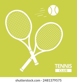 Crossed tennis rackets and ball. Sport competition card. Vector illustration