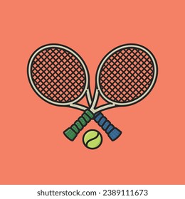 Chaquetas de tenis cruzadas e ilustración del vector de pelota para el Día del Jugador de Tenis el 23 de febrero.