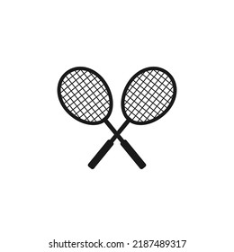 Crossed tennis rackets. Game, play symbol. Racquet silhouette. Sport club logo. flat vector icon isolated on white