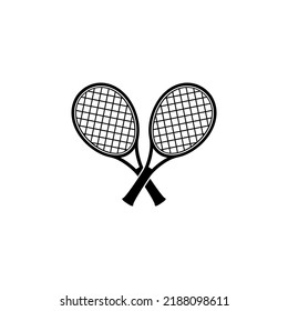 Crossed tennis rackets. Game, play symbol. Racquet silhouette. Sport club logo. flat vector icon isolated on white