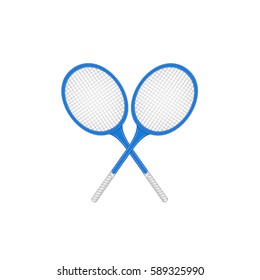 Crossed tennis rackets in retro design 