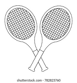 crossed tennis rackets in retro design