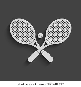 crossed tennis rackets vector icon with shadow