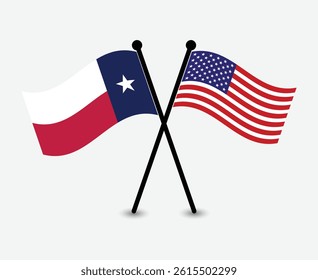 Crossed Texas and American Flags, Symbol of Unity.