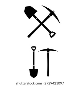 Crossed Tools Pick Axe and Shovel Icon Illustration silhouette vector