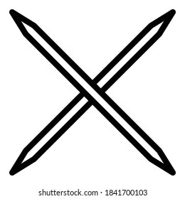 Icono de selección de dientes cruzado. Icono de vector de selección de dientes cruzado de contorno para diseño web aislado en fondo blanco