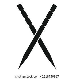 Crossed toothstick icon simple vector. Tooth stick. Wood olive stick