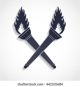 crossed torch with shadow / vector illustration