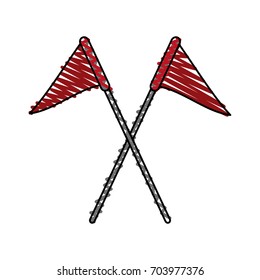 crossed triangle flags icon image 