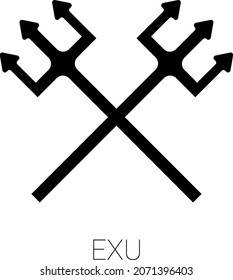 Crossed trident style icon of Exu, from Umbanda religion. Vector illustration.