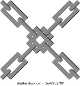 Crossed two chains isolated vector illustration