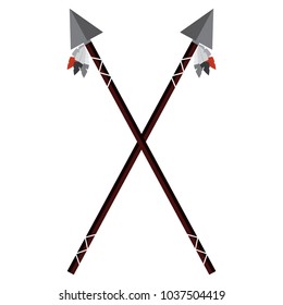 crossed two spear native american indian weapon