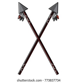crossed two spear native american indian weapon