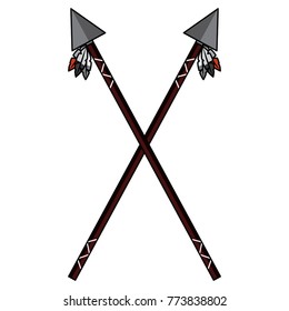 crossed two spear native american indian weapon