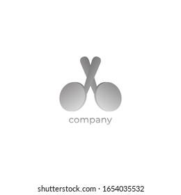 Crossed TWS Earphone icon illustrated. Logo Design Template isolated on white background. Gray Gradation Object Color. Simple Logo Concept, Pictorial Mark Logotype
