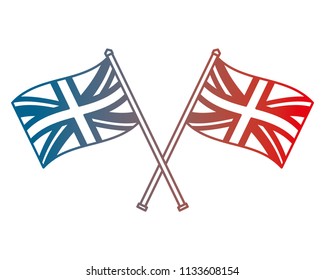 crossed united kingdom flags in poles