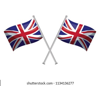 crossed united kingdom flags in poles