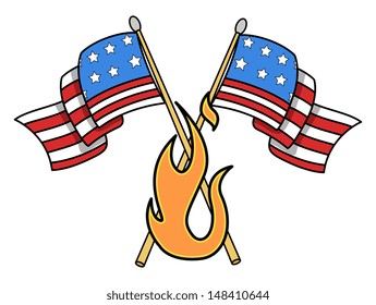 Crossed USA Flag - Vector Illustration
