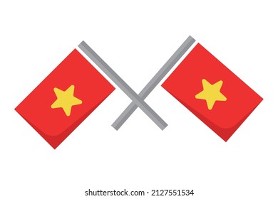 Crossed Vietnamese flag icon. Vector.
