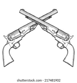 Crossed Vintage Handguns 