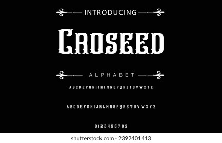 Crossed Vintage tattoo font. Font for the tattoo studio logos, alcohol branding, and many others in retro style.