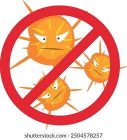 Crossed virus symbol. Germ free area sign