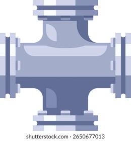 Crossed water pipe section vector illustration